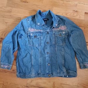 Vintage Y2K Cottagecore Denim Jacket with Embroidery and Beads
